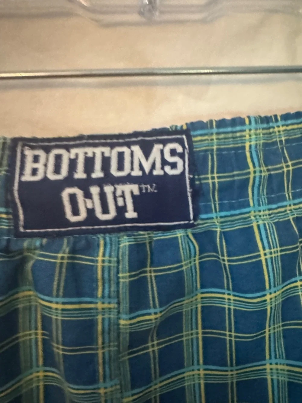 Bottoms Out Men's Green Plaid Swim Trunks with Drawstring